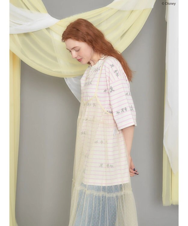 AMERICAN HOLIC 発砲プリントボーダーＴシャツ／Ｄｉｓｎｅｙ Border Pink