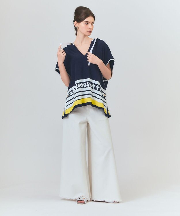 GRACE CONTINENTAL パイルポンチョフーディ ネイビー