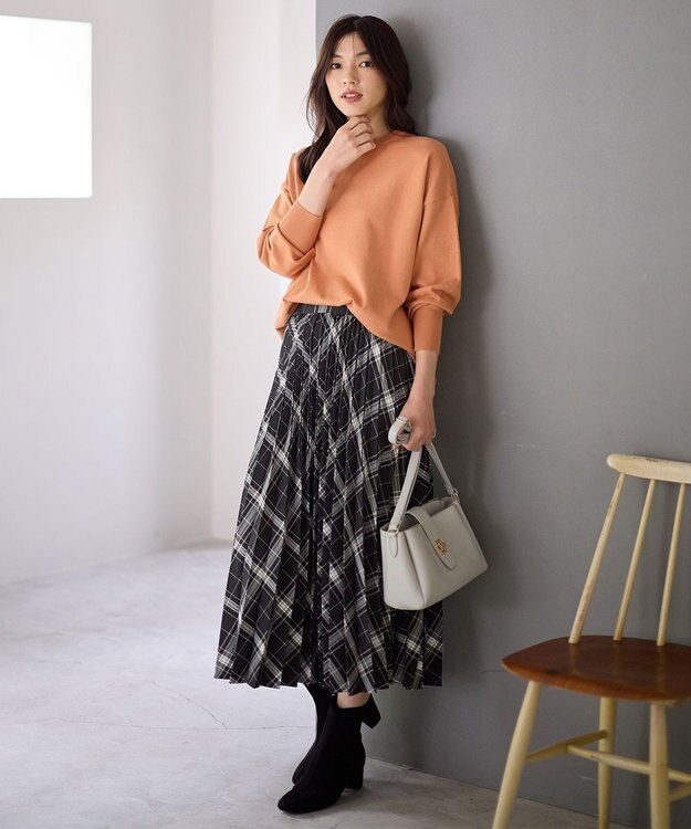 ANY 【洗濯機可/ウエストゴム】チェックプリーツスカート ブラックチェック