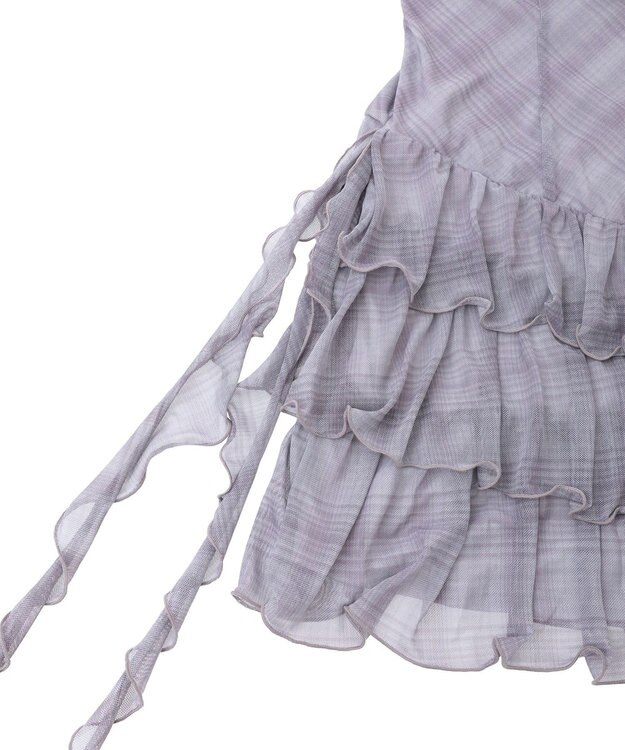 earth music&ecology フロントリボンチェックミニキャミワンピース Check Gray