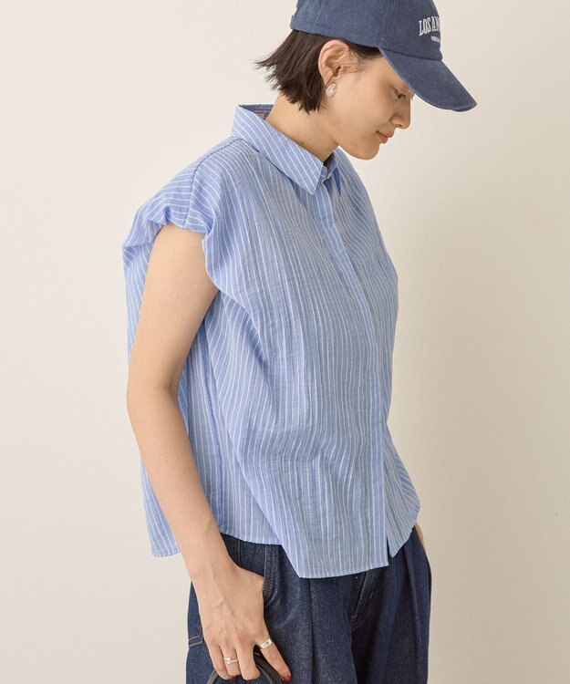 AMERICAN HOLIC バルーンスリーブドロストブラウス Stripe