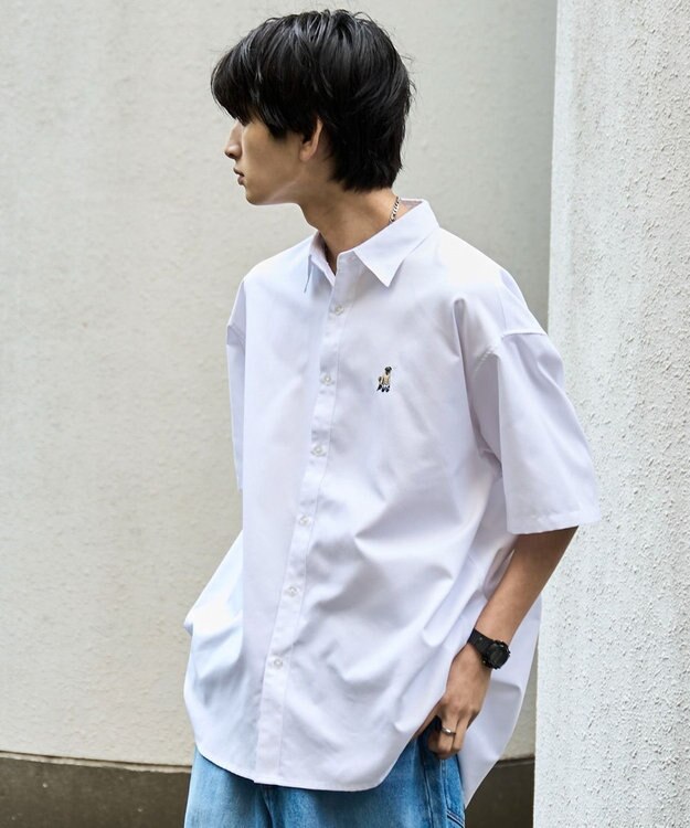 WEGO 【シワになりにくい】イージーケアオックスフォードワンポイントシャツ（S） ホワイト