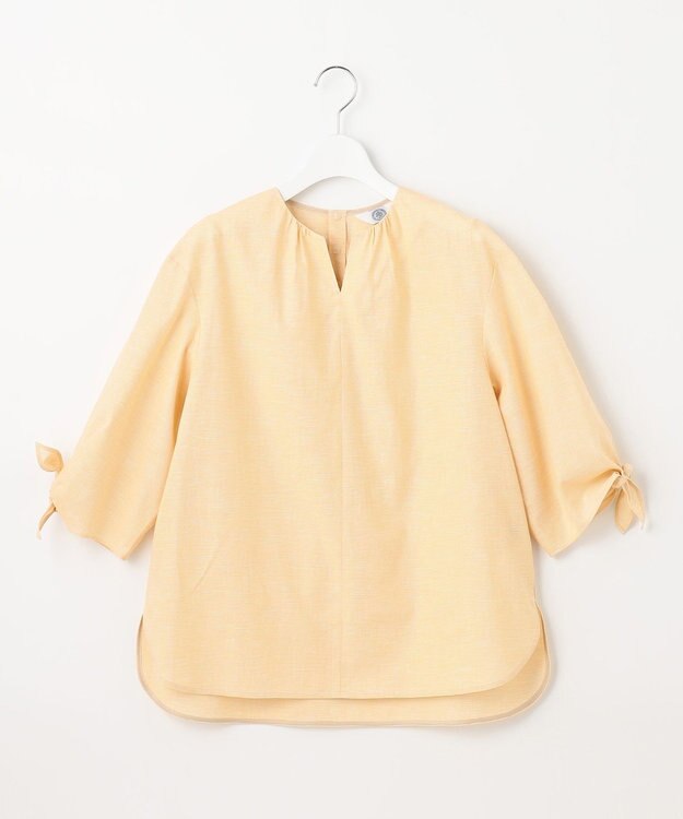 J.PRESS LADIES S 【洗える・吸水】 BEZピンチェック キーネック ブラウス イエロー系3