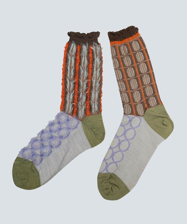 COQ BAMBI DOTS リバーシブルファーソックス サックス