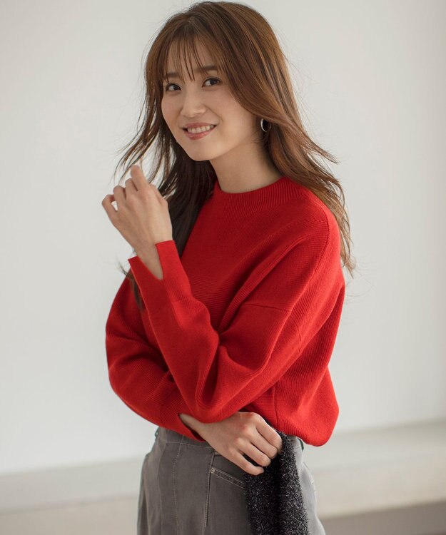 ANY SIS S 【洗える】ウキウキ ニット ポピーレッド