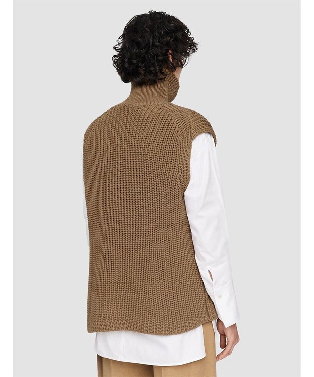 JOSEPH ミクスドメディアニット　コンビネーションベスト Oak/White