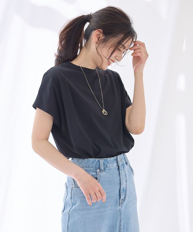 ANY エニィファンクションフレンチスリーブTシャツ ブラック