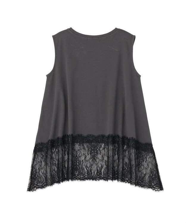 AMERICAN HOLIC 裾レースノースリーブプルオーバー Charcoal Gray
