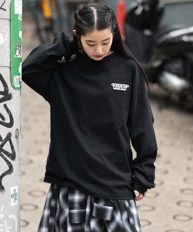 WEGO 【ユニセックス着用ITEM】別注VISIONゴーストスケーターグラフィックT（LS） ブラック