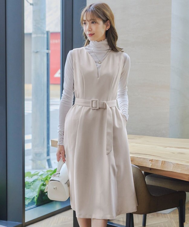 洗える】ラウンドキーネックジャンパースカート / Tiaclasse L