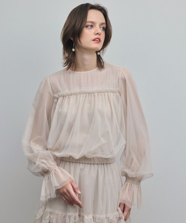 GRACE CONTINENTAL チュールタイブラウス キナリ