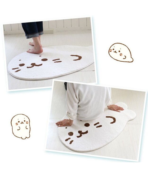 Mother garden しろたん ダイカット フロアラグ Sサイズ 99×66cm -