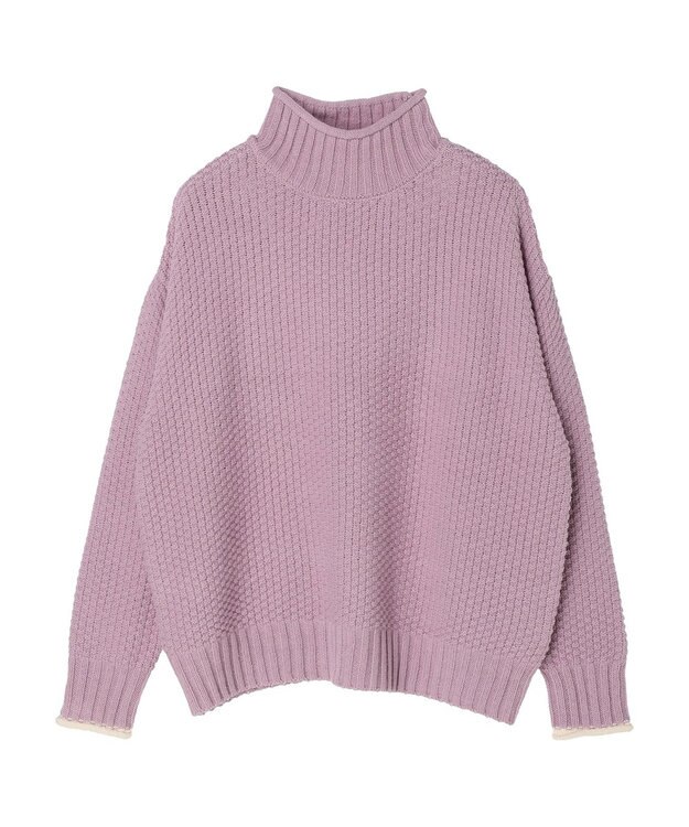 Green Parks 袖ラインカノコ編みニットプルオーバー Lavender