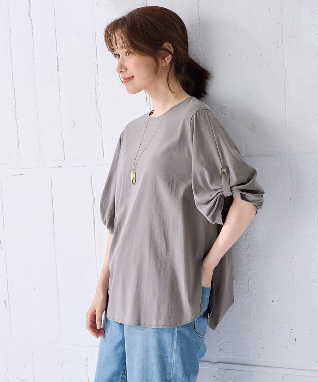 ANY 【洗濯機可能/接触冷感/UVケア】清涼リラックスブラウス グレー