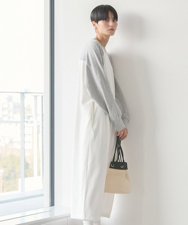 AMERICAN HOLIC 異素材ラグランスリーブロングワンピース Off White
