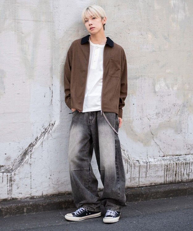 WEGO 【ユニセックス着用ITEM/MLサイズ展開】コーデュロイシャツジャケット ブラウン