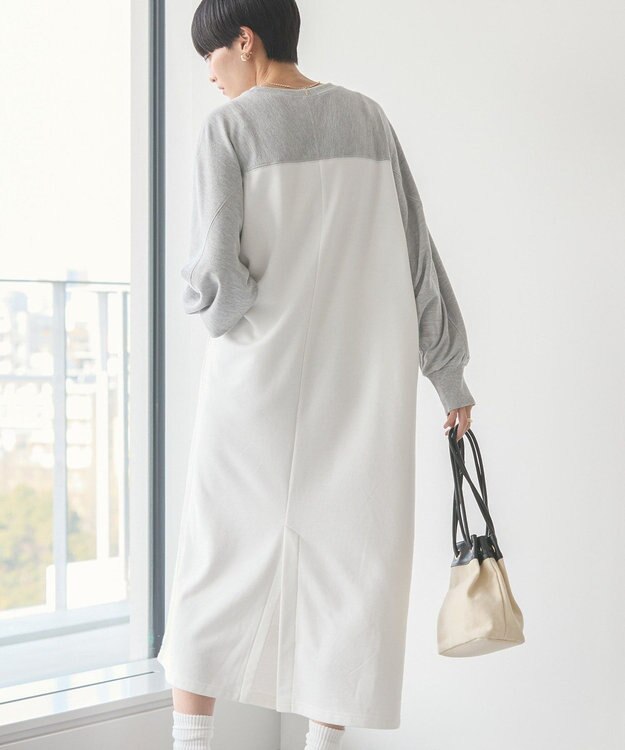 AMERICAN HOLIC 異素材ラグランスリーブロングワンピース Off White