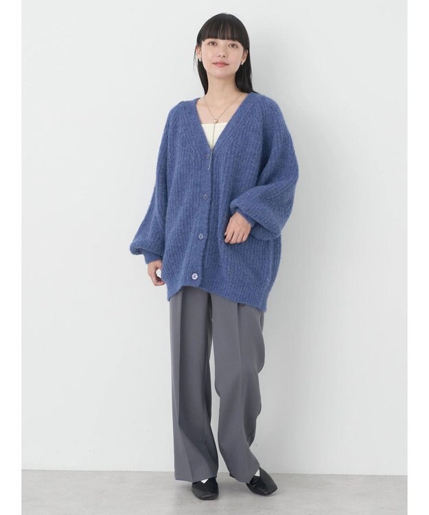 earth music&ecology フワフワＭＩＸヤーンカーディガン Blue