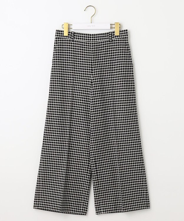 ANY SIS 【保温性あり/洗える】サーモ 2WAYストレッチ ワイドパンツ モノトーンチェック