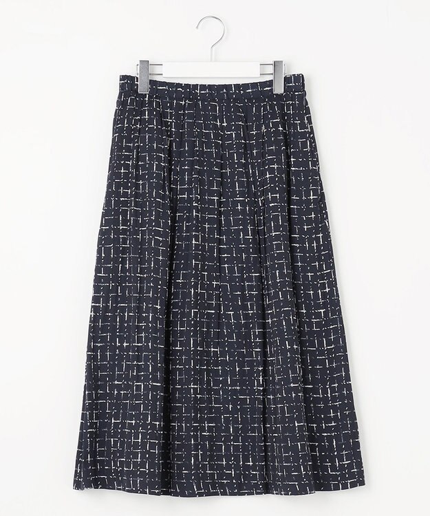 自由区 【セットアップ対応・ウエストゴム】スクラッチチェックプリント スカート ネイビー系5