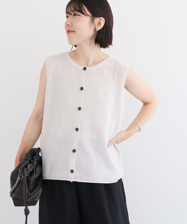 Green Parks 前後２ｗａｙ　ミックスカラーノースリーブニット Light Gray