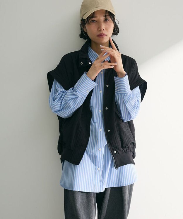 Green Parks イージーケアストライプシャツ Blue