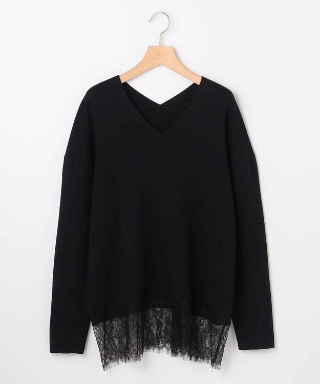 組曲 S レースモチーフニットプルオーバー ブラック系