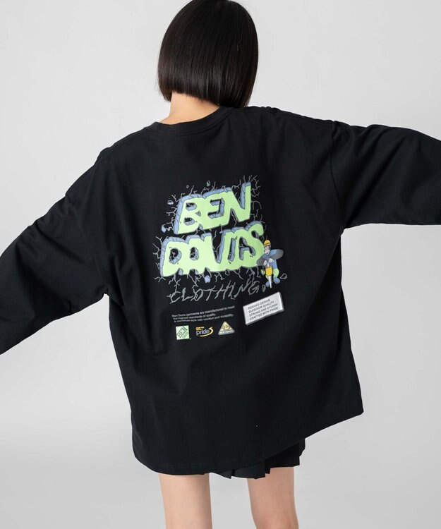WEGO 【ユニセックス着用ITEM】別注BENDAVISグラフィックT（LS） ブラック
