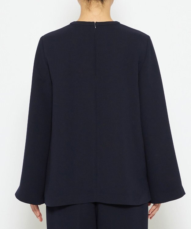 uncrave 【防シワ・洗濯機洗い可】ウォッシャブルダブルクロス スリットスリーブ ブラウス（uncrave STANDARD） ネイビー