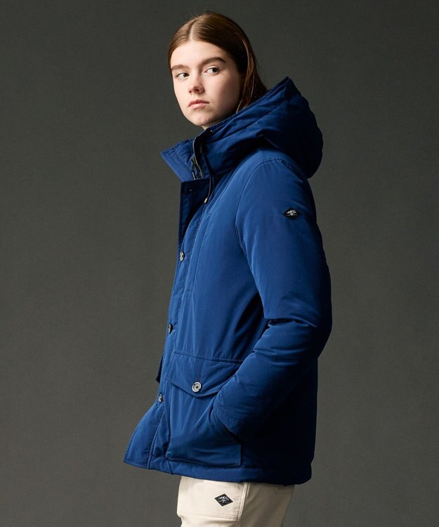 JOSEPH ABBOUD MOUNTAIN 【サスティナブル/ECO撥水/ECOファー/９ポケット】ナイロンピーチダウンコート ブルー系