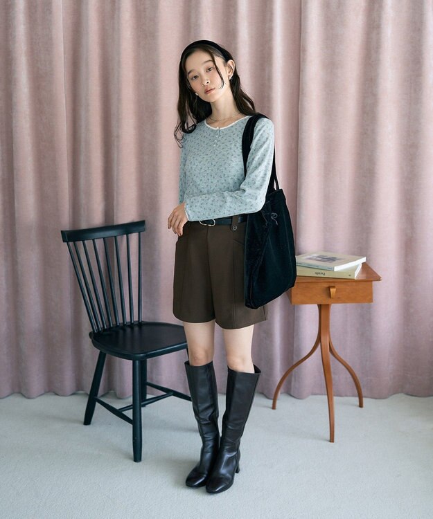 earth music&ecology 【WEB限定】アイレットジャカードタイトプルオーバー Flower yellow