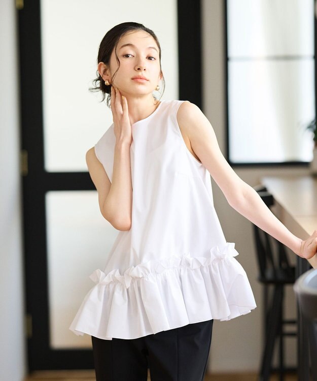 #Newans タックフリルヘムシャツ ホワイト