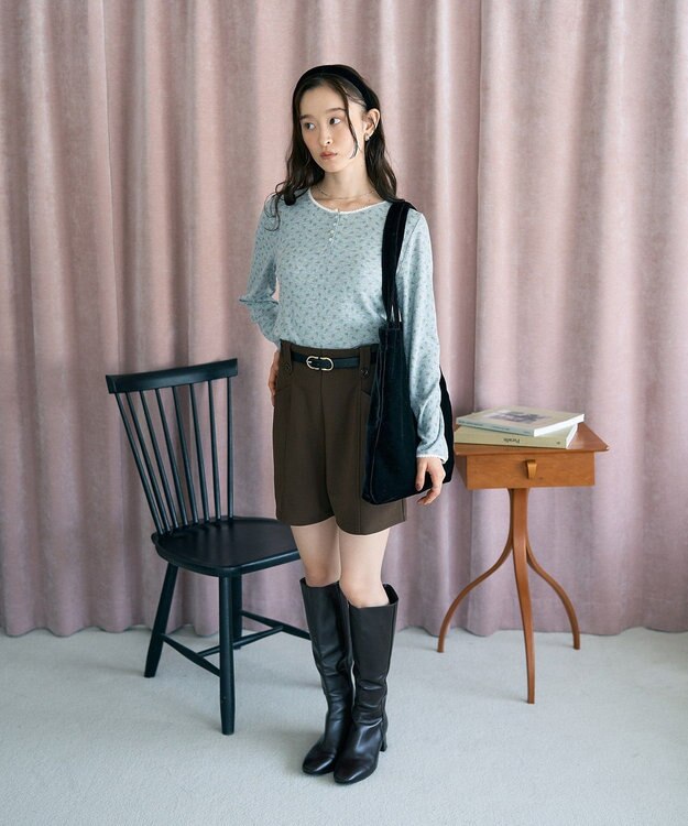 earth music&ecology 【WEB限定】アイレットジャカードタイトプルオーバー Flower yellow