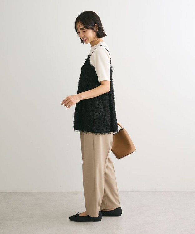 Green Parks ラメフリンジカットキャミソールビスチェ Black