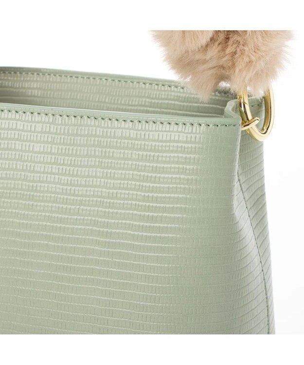 UNBILLION cachecache スパイラルエコファーハンドルスクエアミニショルダー ライトグリーン