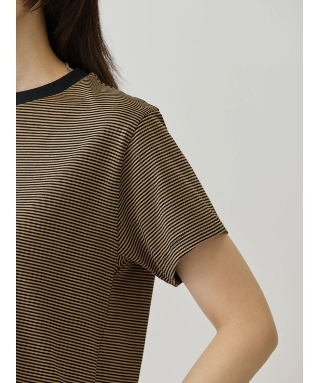 AMERICAN HOLIC 刺繍ロゴボーダープルオーバー Mocha