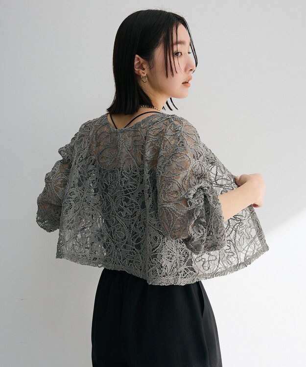 Green Parks ・ＥＬＥＮＣＡＲＥ　ＤＵＥ　２ｗａｙコードレースカーデ Charcoal Gray