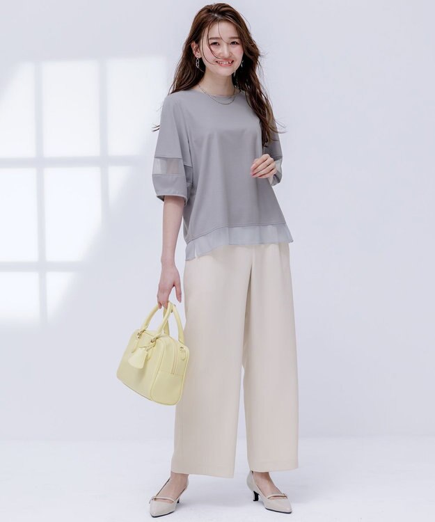 ANY SIS 【洗える】シアーコンビ プルオーバー ライトグレー