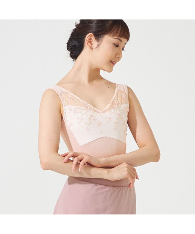 Chacott ◎【Nela ライン】ノースリーブレオタード ヨーロピアンピンク