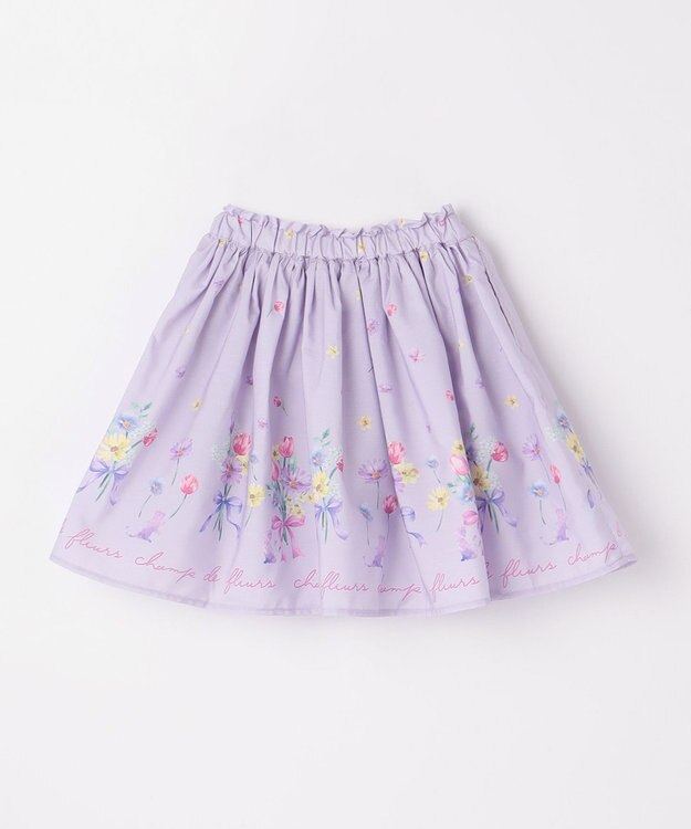 ANY KIDS フラワー ブーケ プリント スカパン ラベンダー系