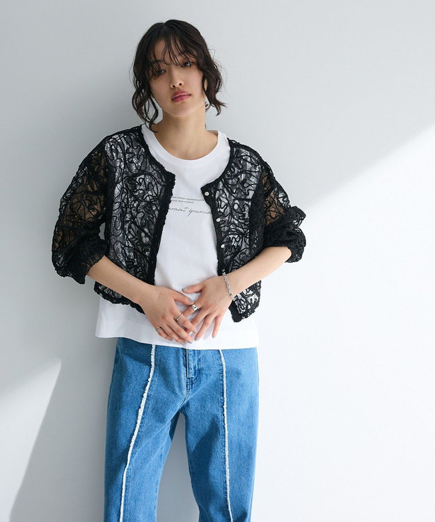 Green Parks ・ＥＬＥＮＣＡＲＥ　ＤＵＥ　２ｗａｙコードレースカーデ Black