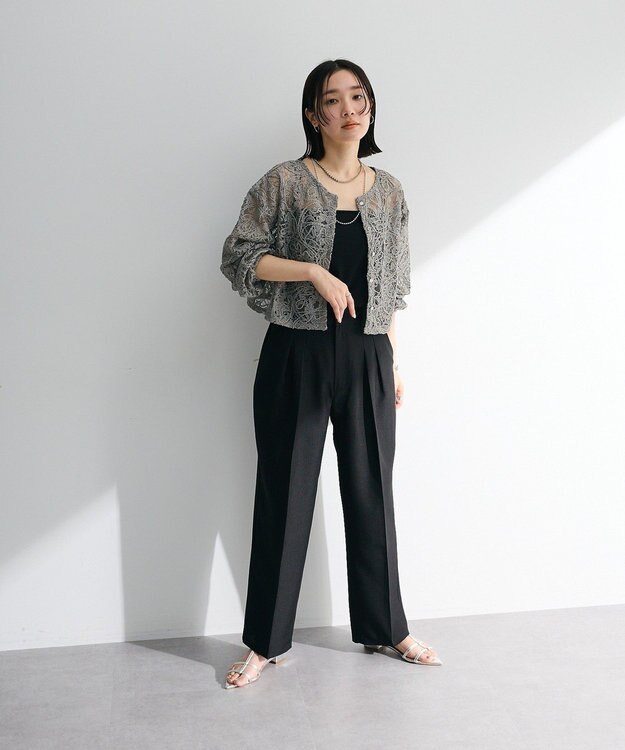 Green Parks ・ＥＬＥＮＣＡＲＥ　ＤＵＥ　２ｗａｙコードレースカーデ Charcoal Gray