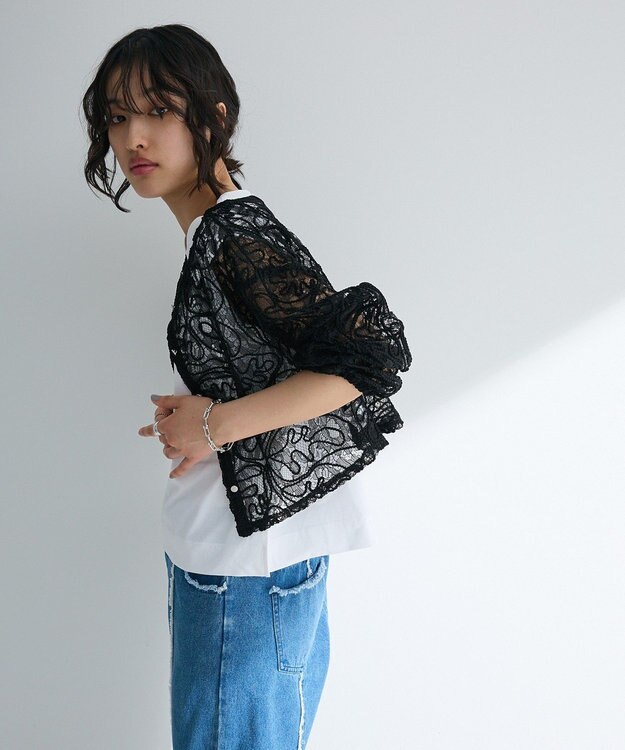 Green Parks ・ＥＬＥＮＣＡＲＥ　ＤＵＥ　２ｗａｙコードレースカーデ Black