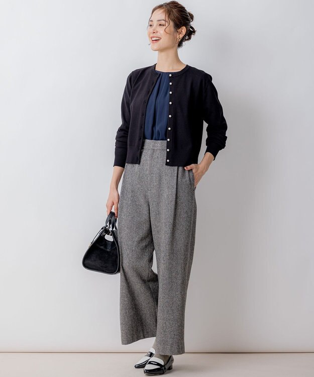 組曲 ドビーシフォン ニュアンスタック ブラウス ネイビー系