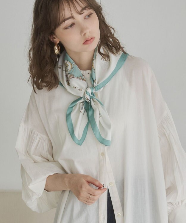 WEGO 【ANGIE VINTAGE】ボリュームスリーブ バンドカラー シャツワンピース オフホワイト