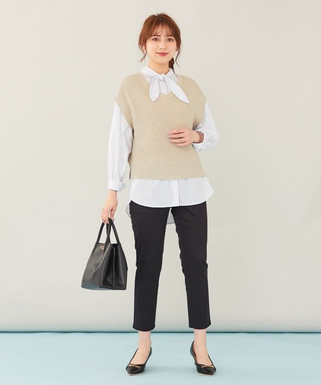 ANY SIS 【前後着用可】スムースタッチ2WAYニット ベスト ベージュ