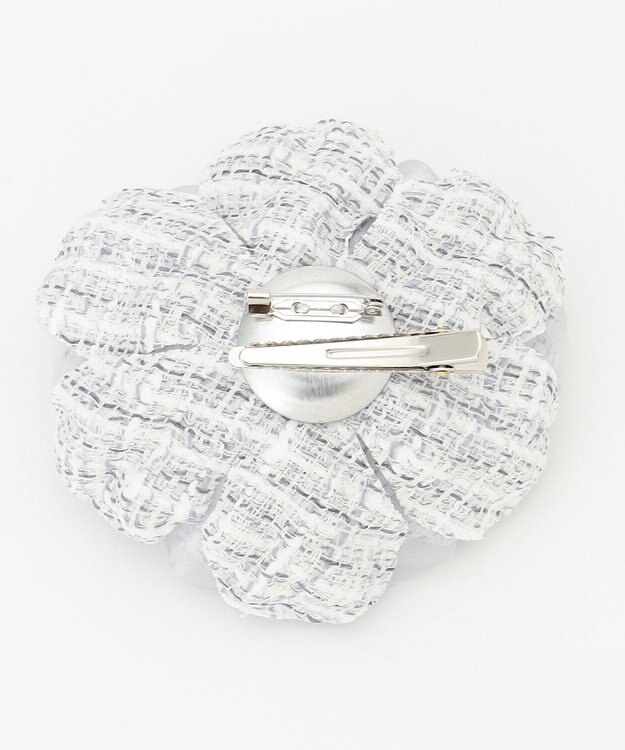 J.PRESS LADIES ツイード コサージュ ライトグレー系