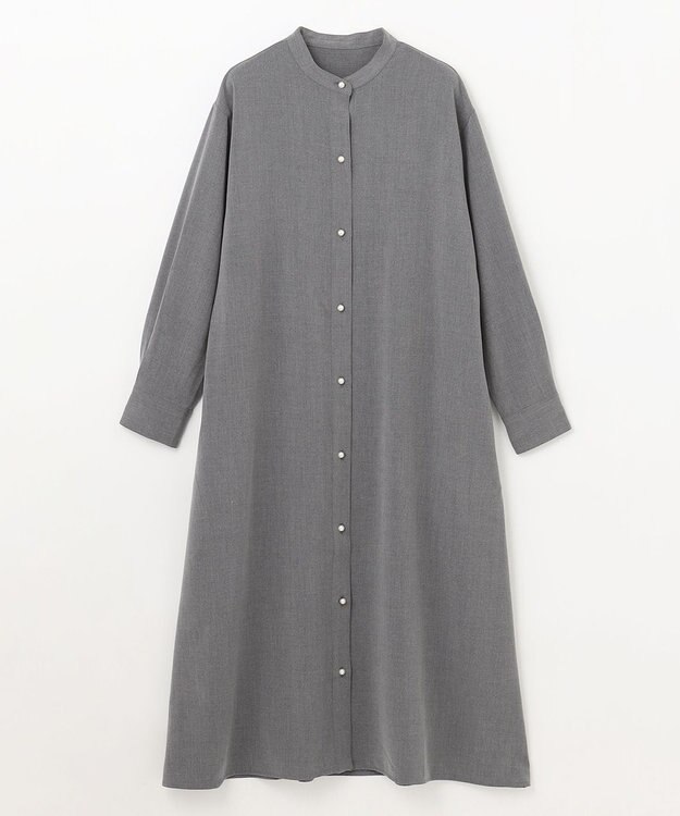 ANY 【洗濯機可能/ストレッチ】ウールライク前開きワンピース グレー