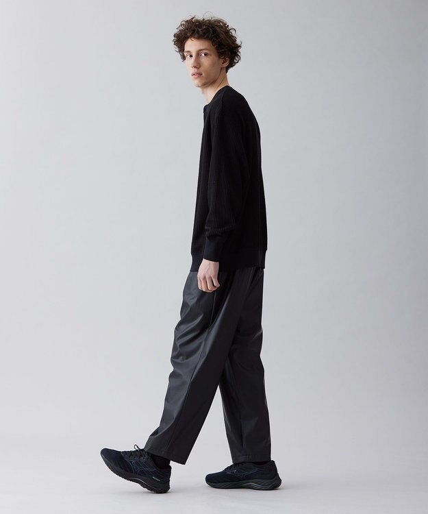 UNFILO MENS イージーケア ワッフル ヘンリーネック [23年春夏商品] ブラック