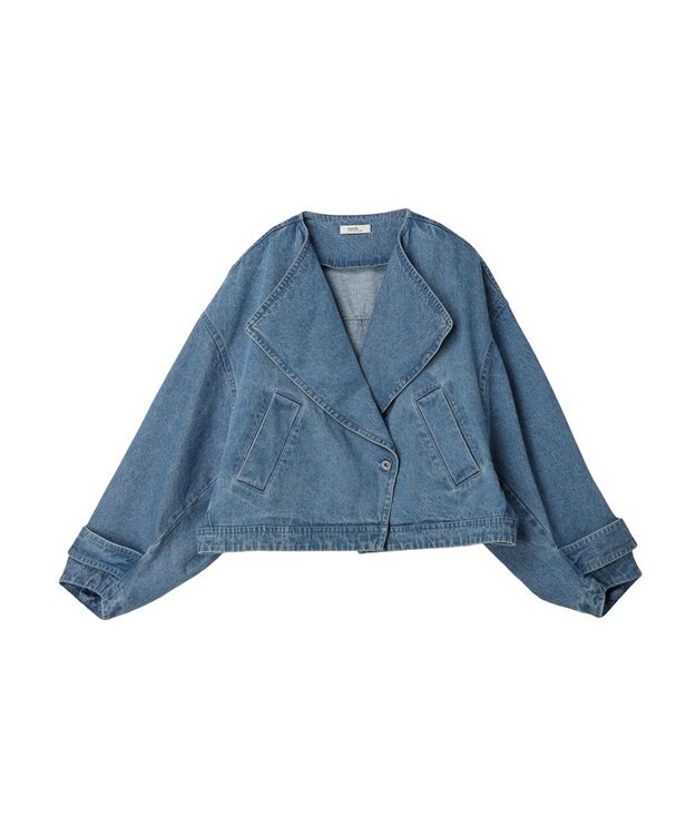 earth music&ecology ビッグカラーショートジャケット Light Indigo